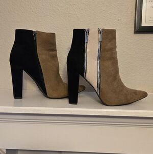 Two-Tone Suede Ankle Boots